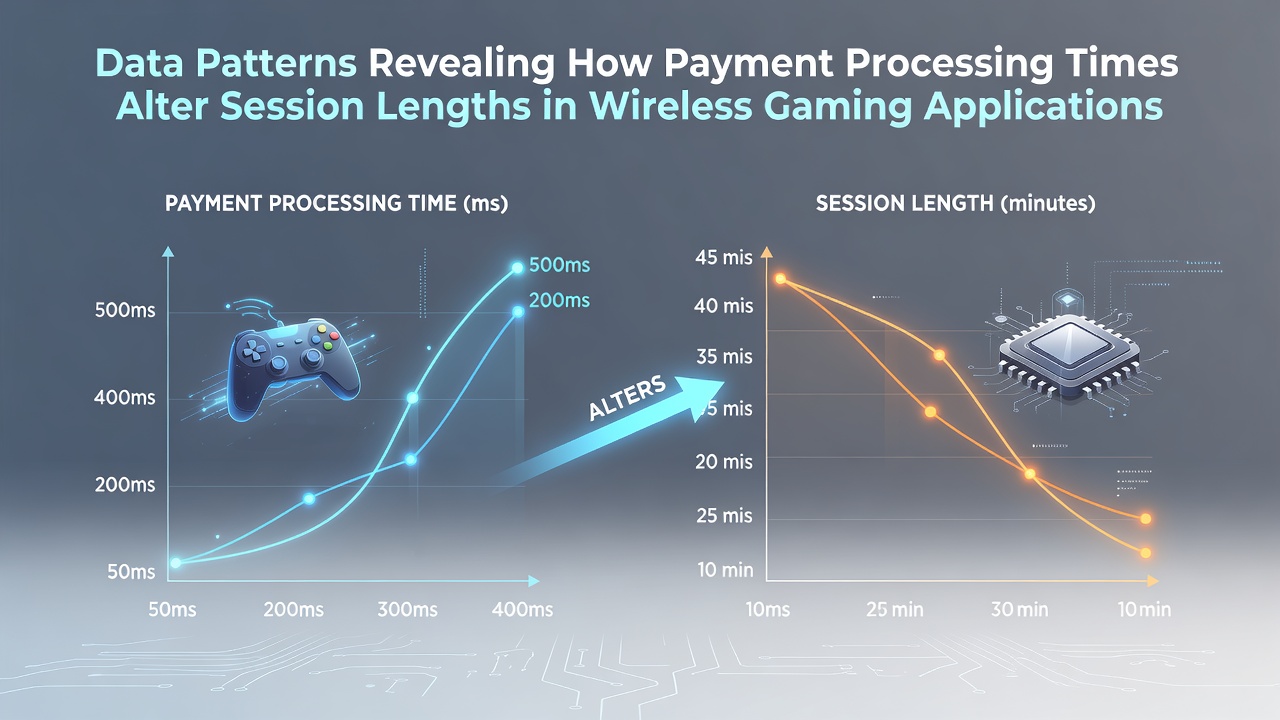 Data visualization chart displaying payment processing time distributions alongside average session lengths across multiple wireless gaming platforms from 2024 through mid-2026