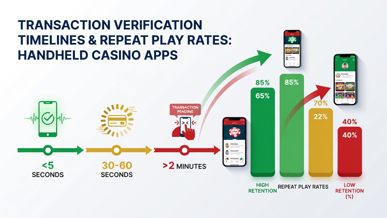 Analytical chart displaying verification timeline data points alongside repeat play frequency metrics from handheld casino platforms